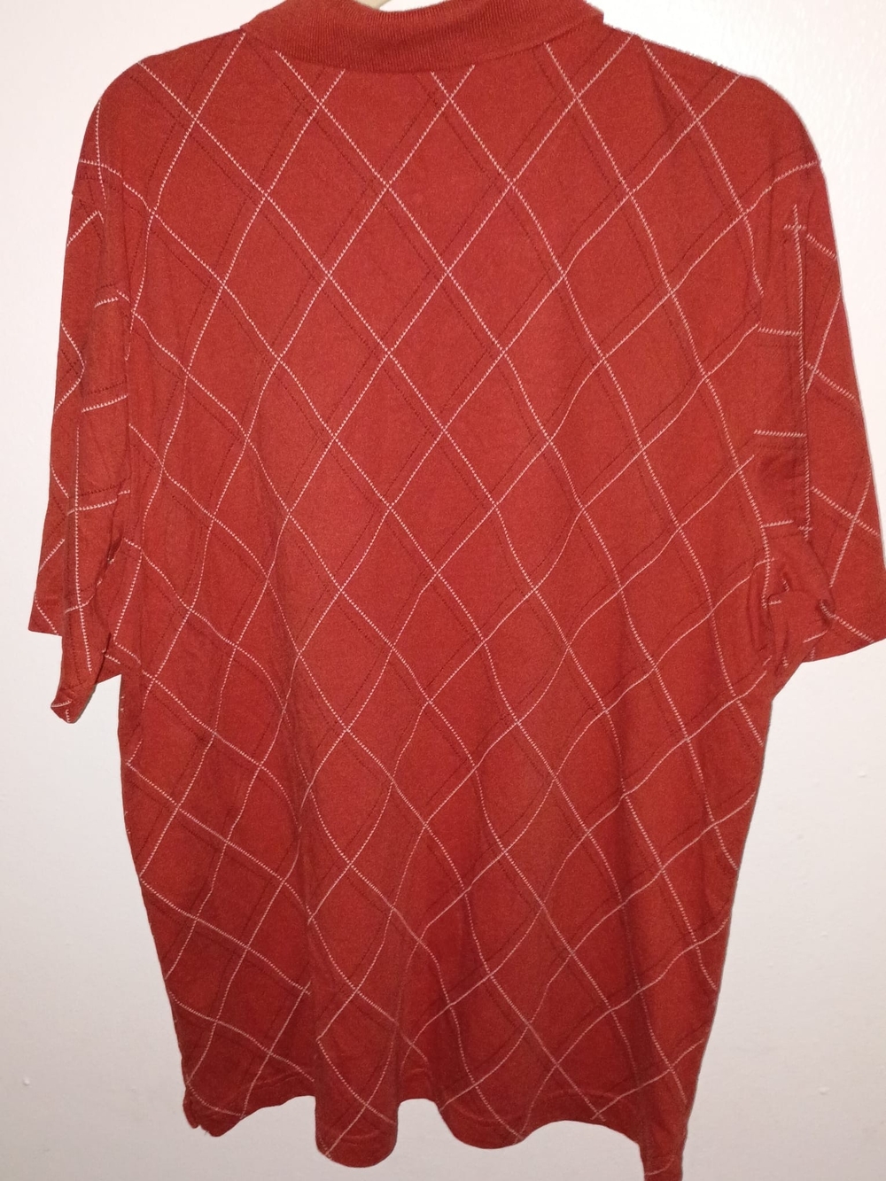 David Taylor Rust Red Diamond-Pattern Polo